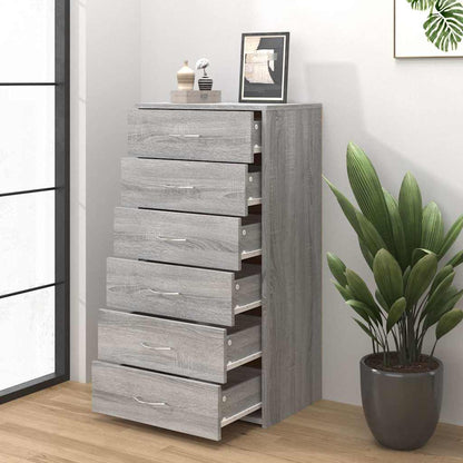 Sideboard with 6 Drawers Grey Sonoma 50x34x96cm Engineered Wood