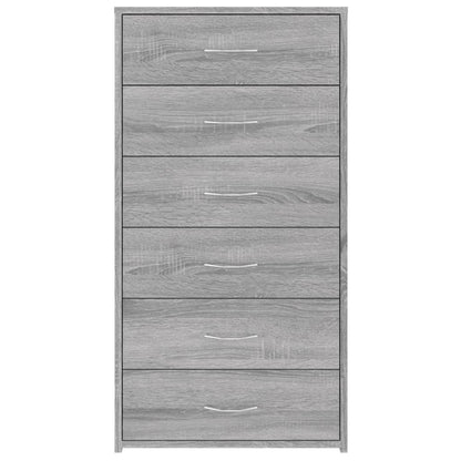 Sideboard with 6 Drawers Grey Sonoma 50x34x96 cm Engineered Wood