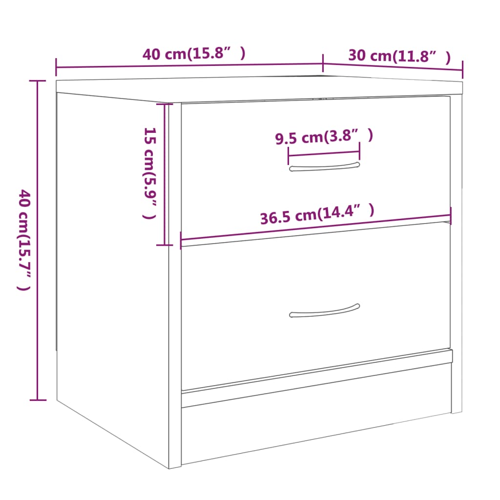 Bedside Cabinets 2 pcs Grey Sonoma 40x30x40 cm Engineered Wood