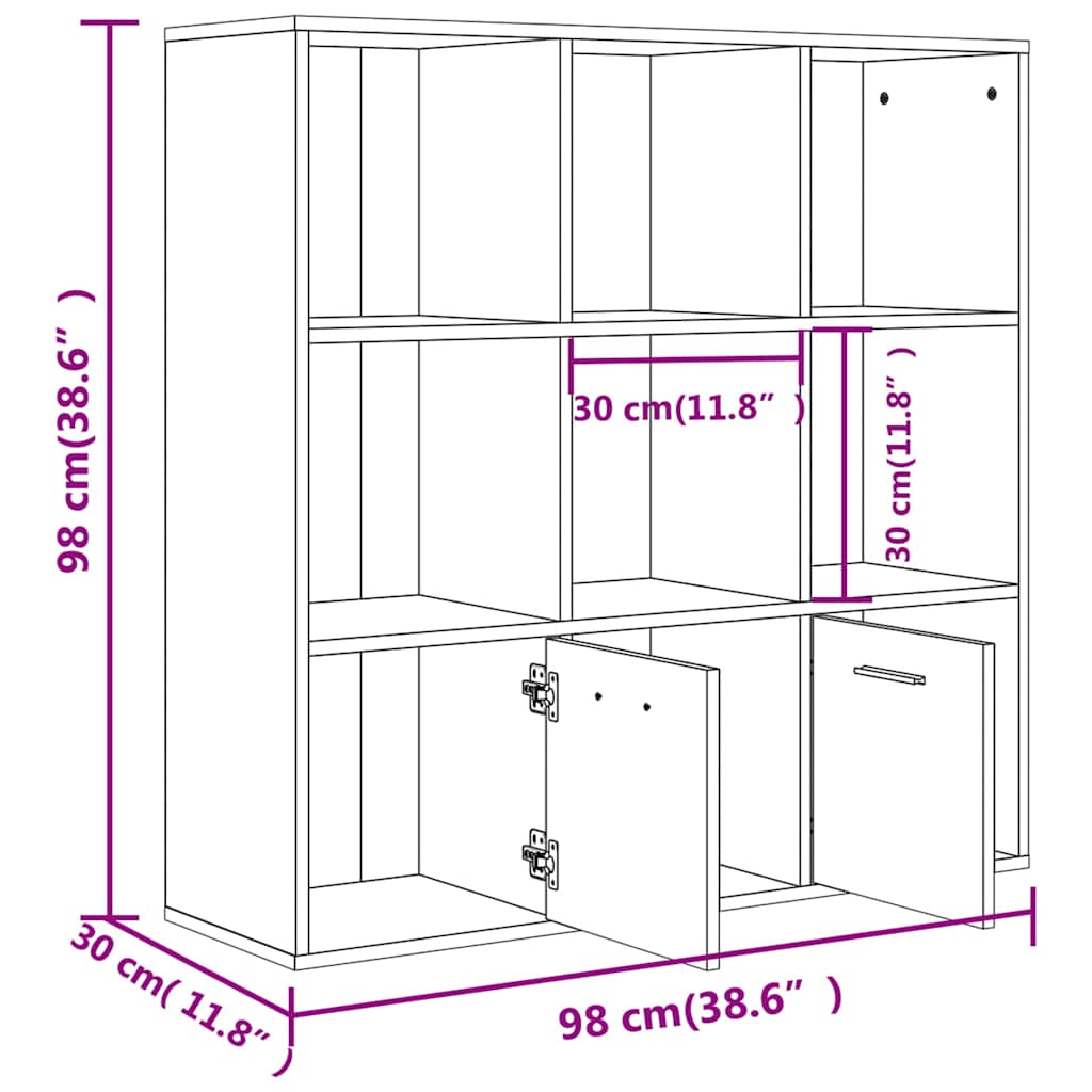 815447 vidaXL Book Cabinet Smoked Oak 98x30x98 cm