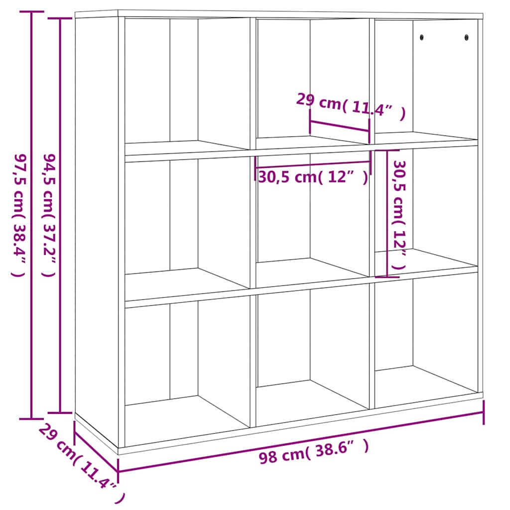 815450 vidaXL Book Cabinet Smoked Oak 98x29x97,5 cm