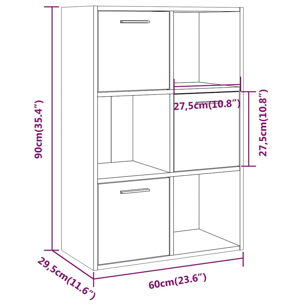 815453 vidaXL Storage Cabinet Smoked Oak 60x29,5x90 cm
