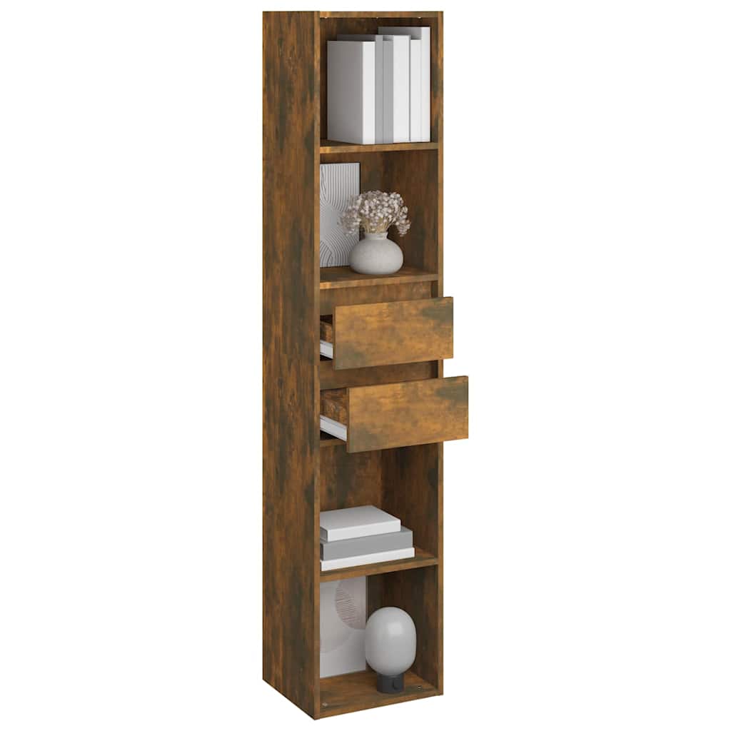 815534 vidaXL Book Cabinet Smoked Oak 36x30x171 cm Engineered Wood