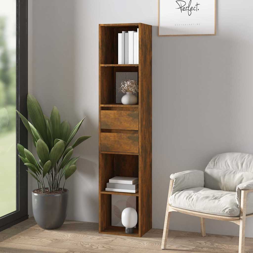 815534 vidaXL Book Cabinet Smoked Oak 36x30x171 cm Engineered Wood