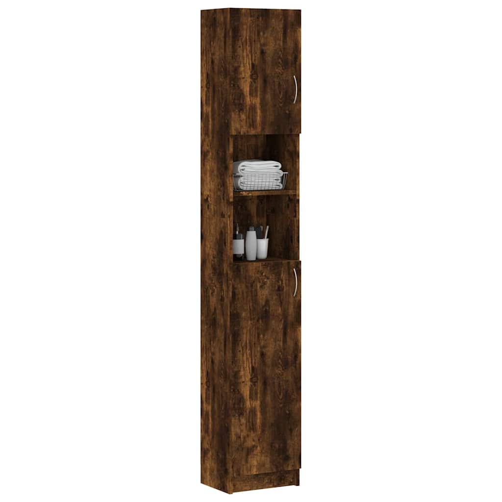 815537 vidaXL Bathroom Cabinet Smoked Oak 32x25,5x190 cm Engineered Wood