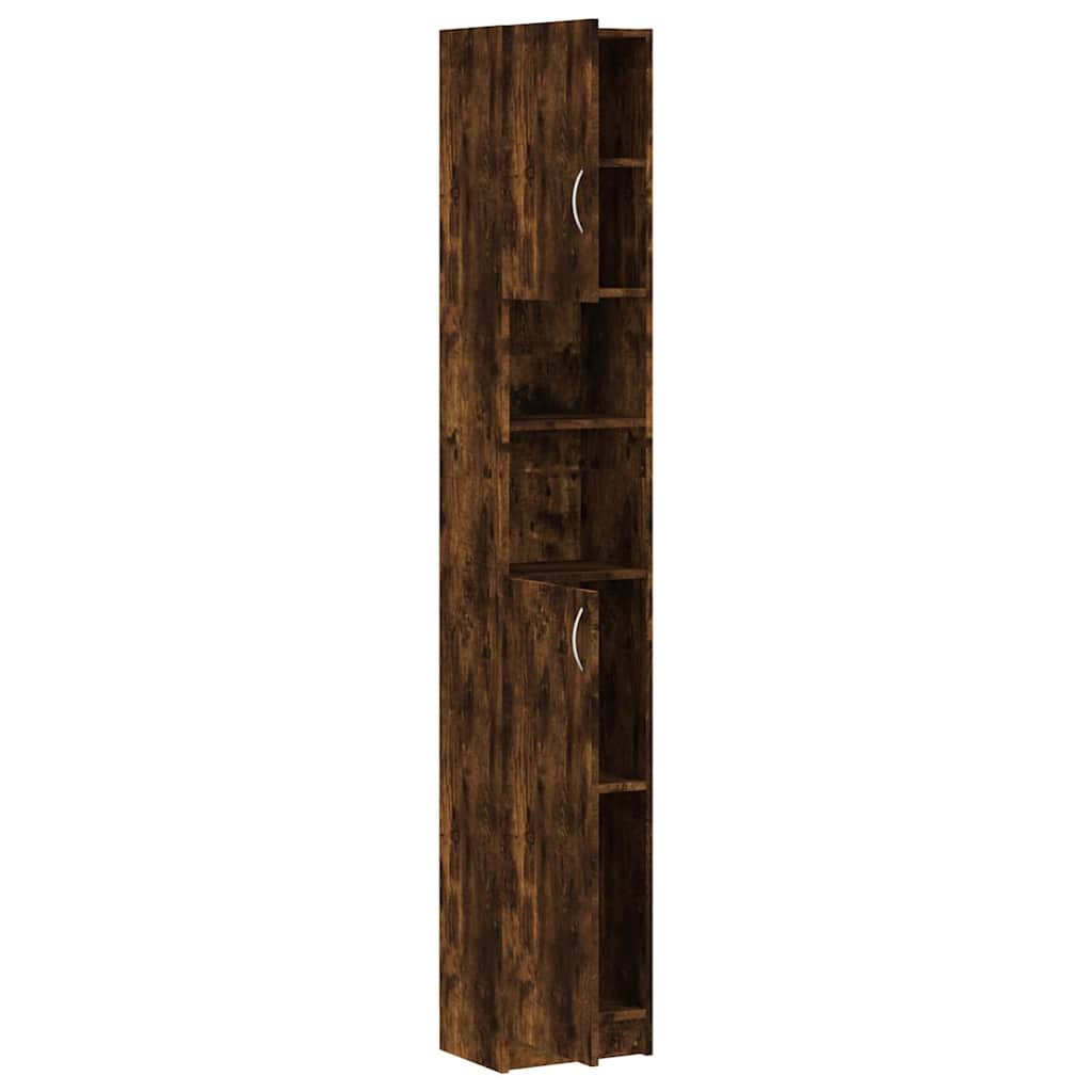 815537 vidaXL Bathroom Cabinet Smoked Oak 32x25,5x190 cm Engineered Wood
