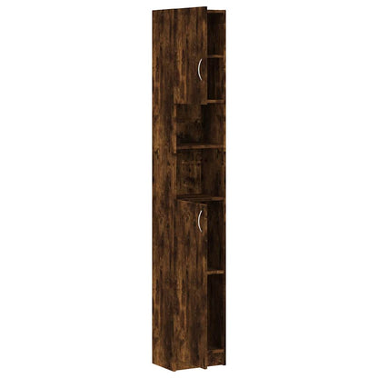 815537 vidaXL Bathroom Cabinet Smoked Oak 32x25,5x190 cm Engineered Wood