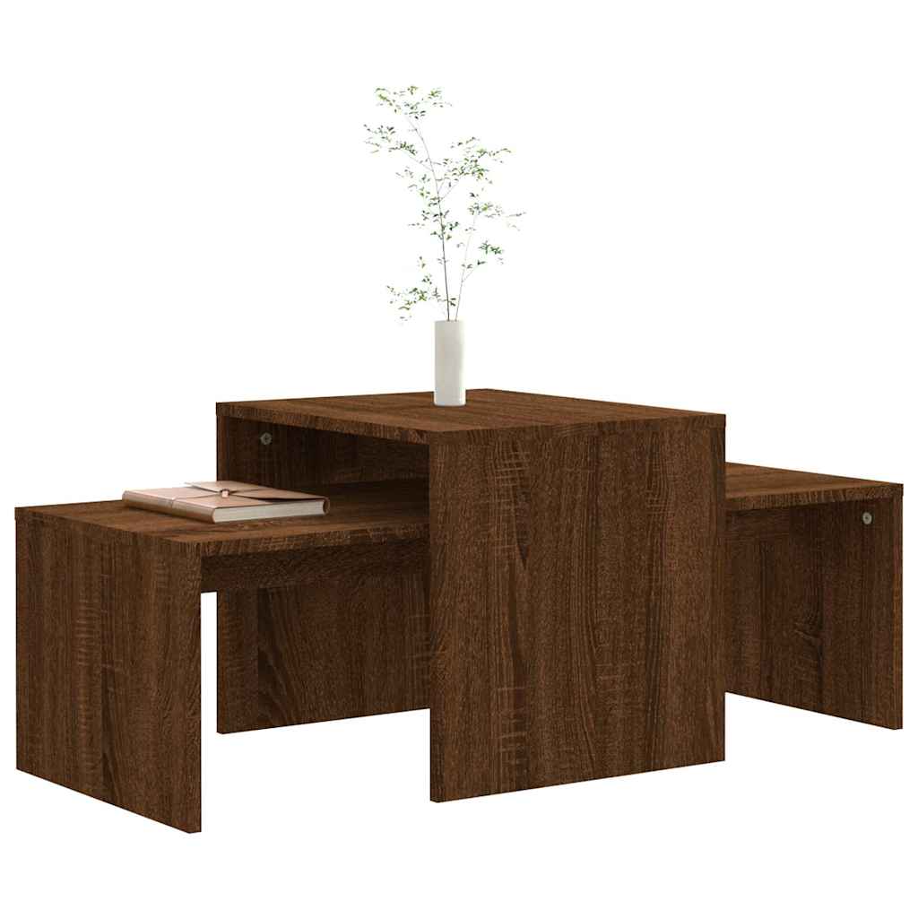 Coffee Table Set Brown Oak 100x48x40 cm Engineered Wood