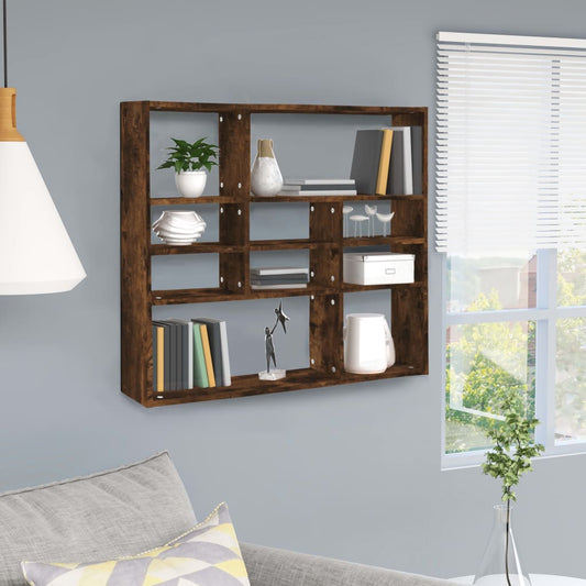 Wall Shelf Smoked Oak 90x16x78 cm Engineered Wood