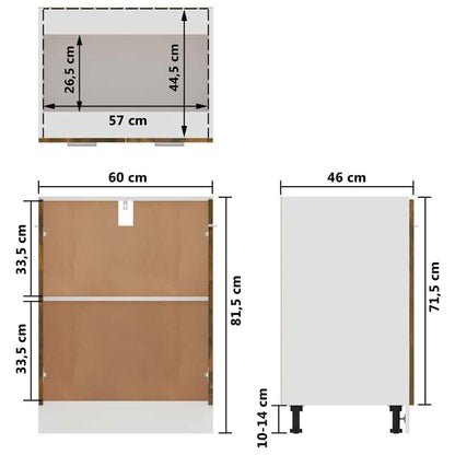 Bottom Cabinet "Lyon" Smoked Oak 60x46x81,5 cm Engineered Wood