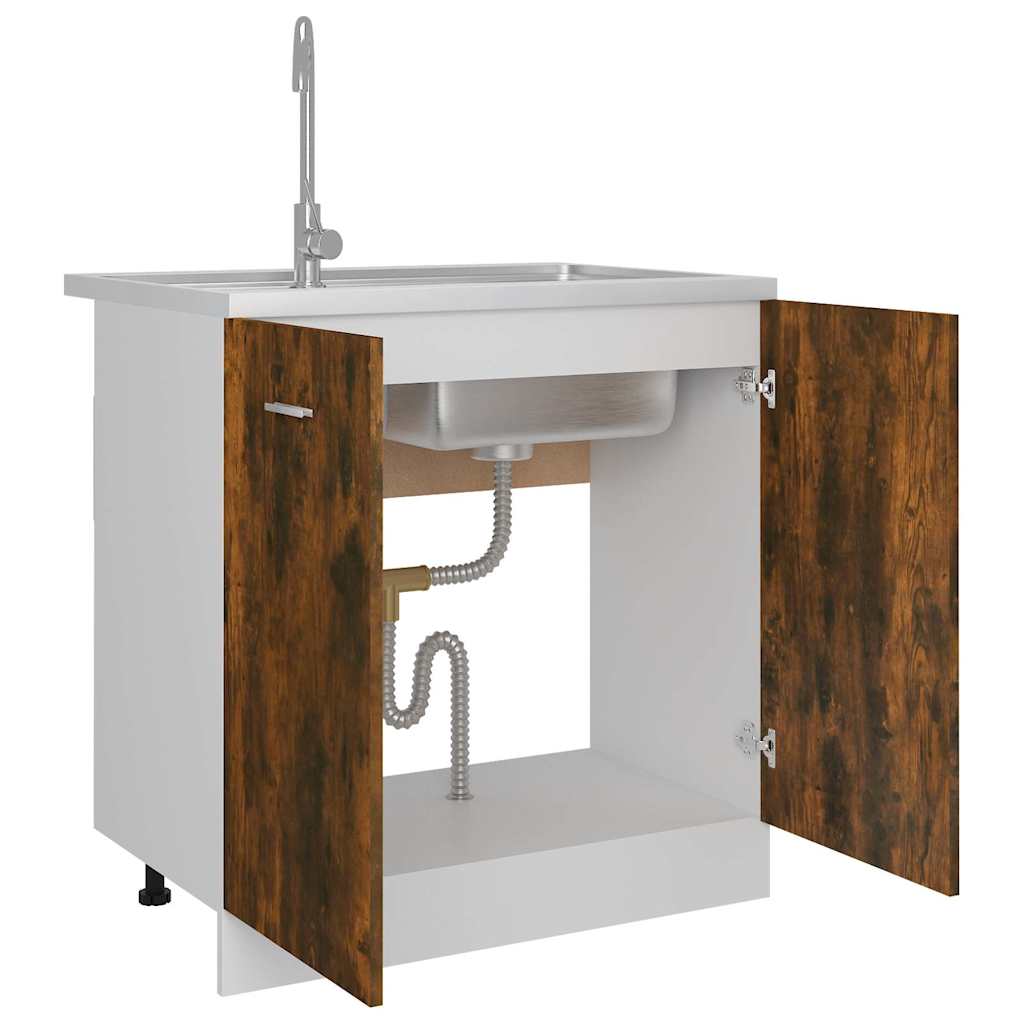 Sink Bottom Cabinet "Lyon" Smoked Oak 80x46x81.5 cm