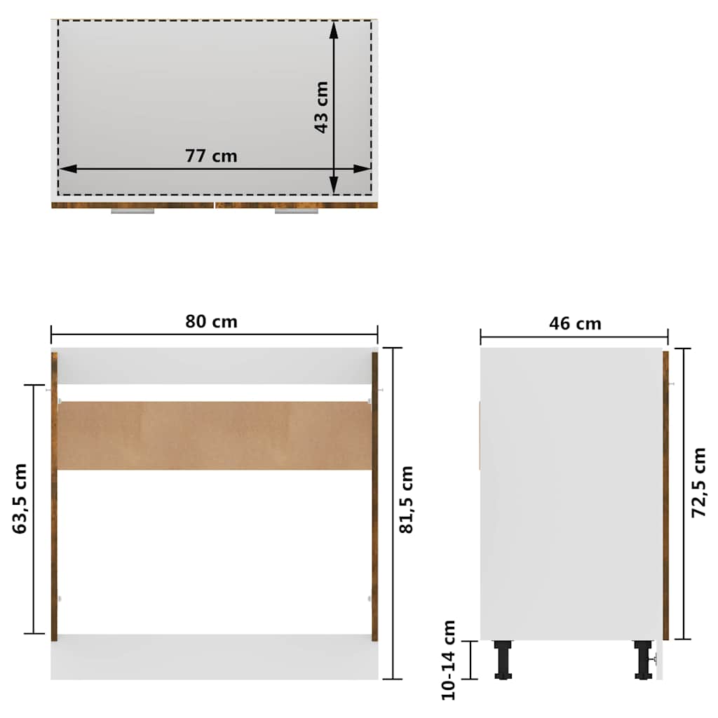 Sink Bottom Cabinet "Lyon" Smoked Oak 80x46x81.5 cm