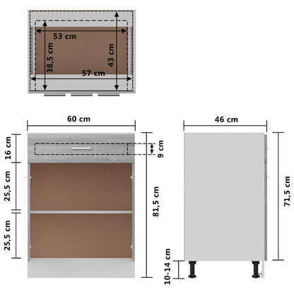 Drawer Bottom Cabinet "Lyon" Grey Sonoma 60x46x81.5 cm