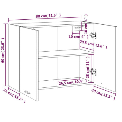 Hanging Cabinet Lyon Grey Sonoma 80x31x60 cm Engineered Wood