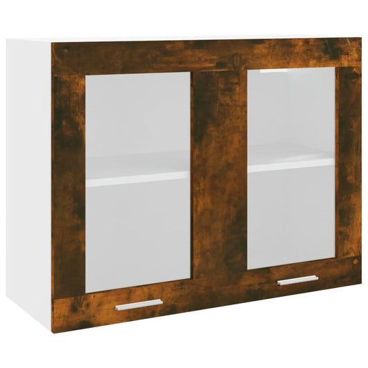 Hanging Glass Cabinet "Lyon" Smoked Oak 80x31x60 cm