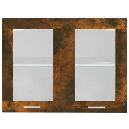 Hanging Glass Cabinet "Lyon" Smoked Oak 80x31x60 cm