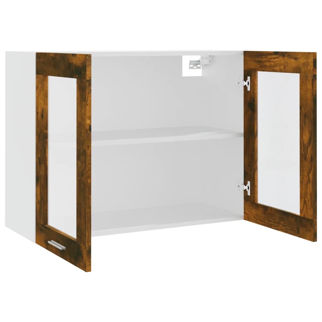 Hanging Glass Cabinet "Lyon" Smoked Oak 80x31x60 cm