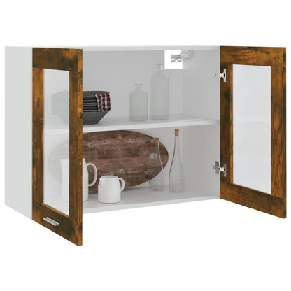 Hanging Glass Cabinet "Lyon" Smoked Oak 80x31x60 cm