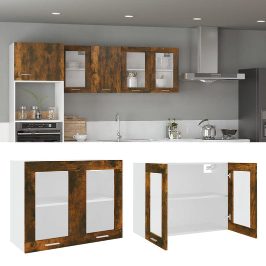 Hanging Glass Cabinet "Lyon" Smoked Oak 80x31x60 cm