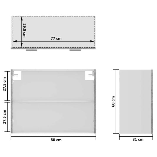 Hanging Glass Cabinet "Lyon" Grey Sonoma 80x31x60 cm