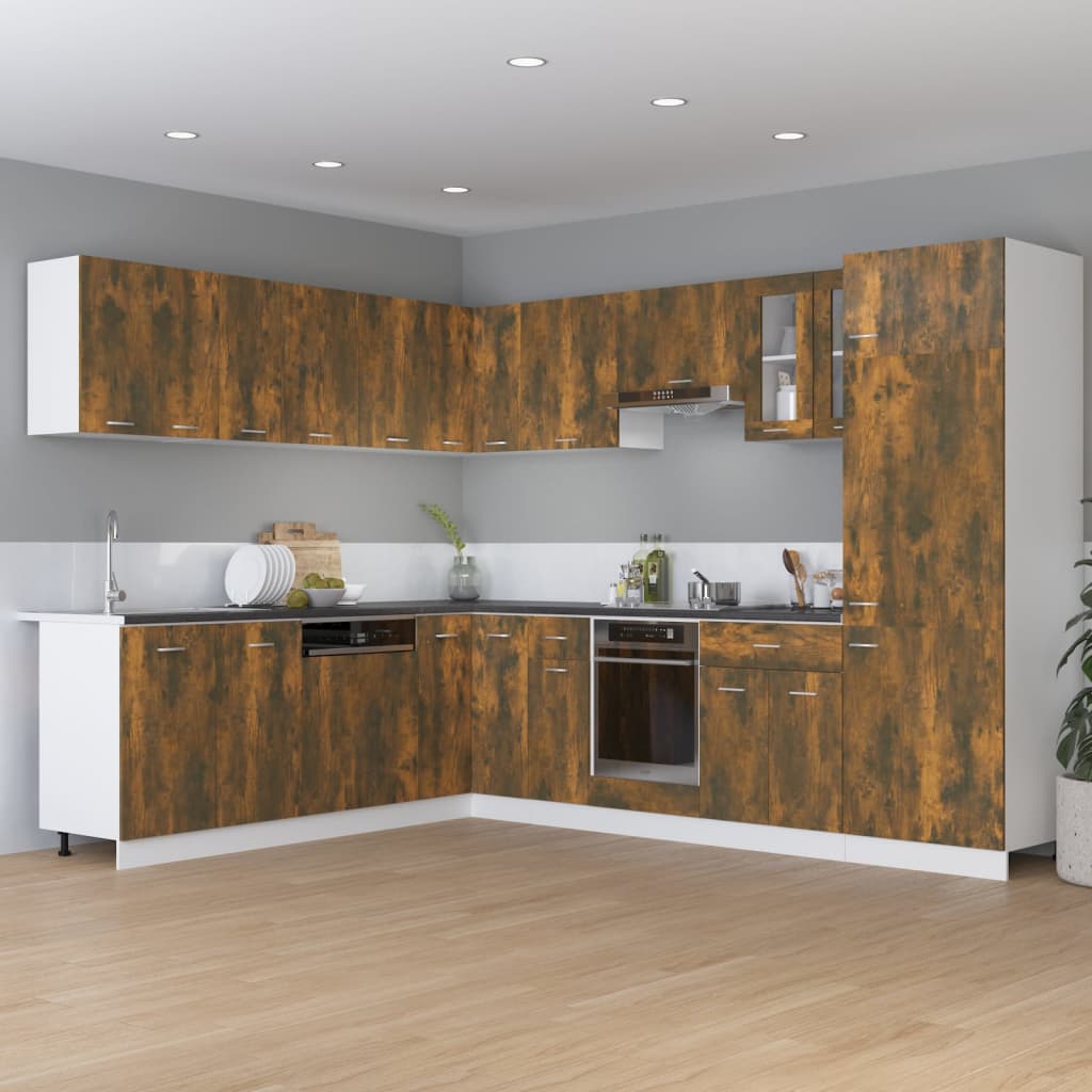 Hanging Corner Cabinet Lyon Smoked Oak 57x57x60 cm Engineered Wood