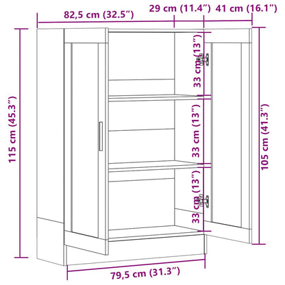 Vitrine Cabinet Smoked Oak 82.5x30.5x115 cm Engineered Wood