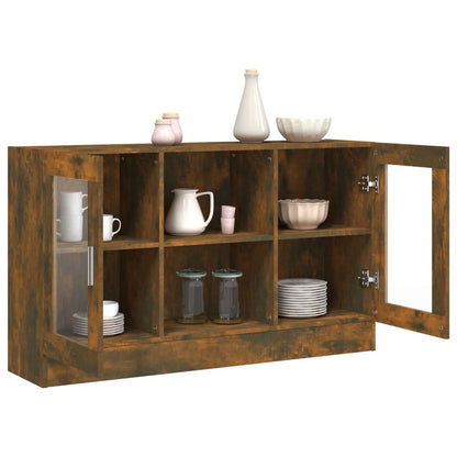 Vitrine Cabinet Smoked Oak 120x30,5x70 cm Engineered Wood