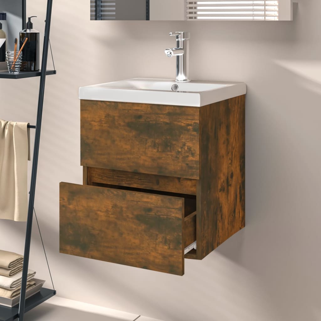 Sink Cabinet Smoked Oak 41x38.5x45 cm Engineered Wood