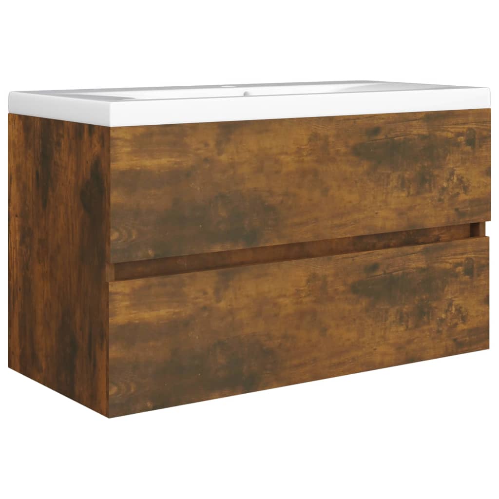 Sink Cabinet Smoked Oak 80x38.5x45 cm Engineered Wood