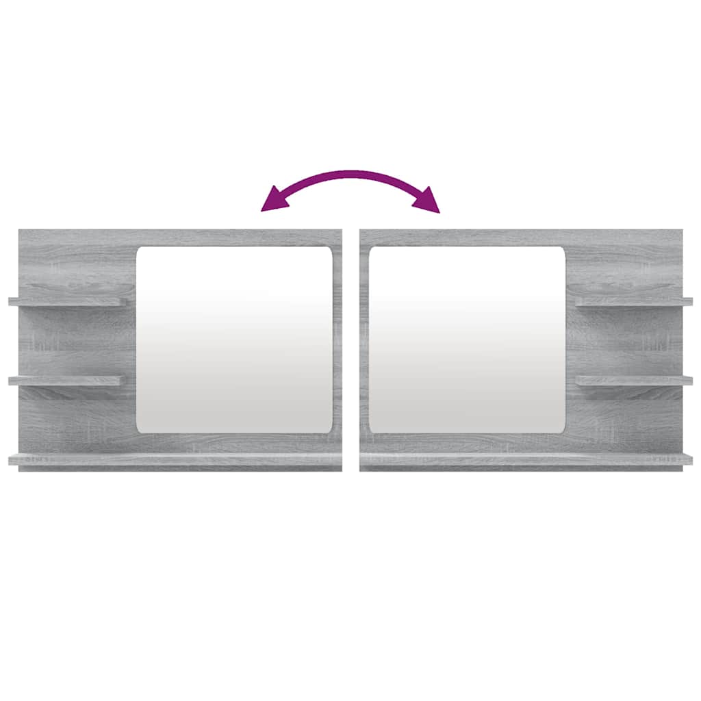 815661 vidaXL Bathroom Mirror Grey Sonoma 60x10,5x45 cm Engineered Wood