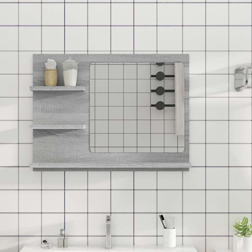 815661 vidaXL Bathroom Mirror Grey Sonoma 60x10,5x45 cm Engineered Wood