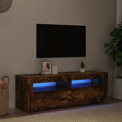 TV Cabinet with LED Lights Smoked Oak 120x35x40 cm
