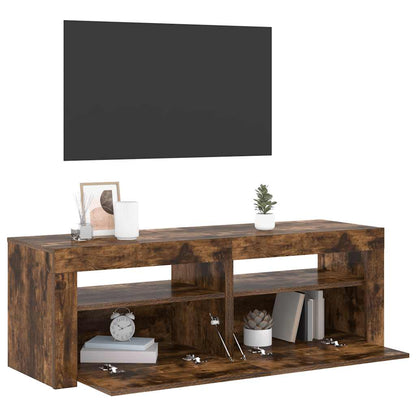 TV Cabinet with LED Lights Smoked Oak 120x35x40 cm
