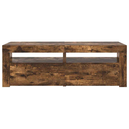 815684 vidaXL TV Cabinet with LED Lights Smoked Oak 120x35x40 cm
