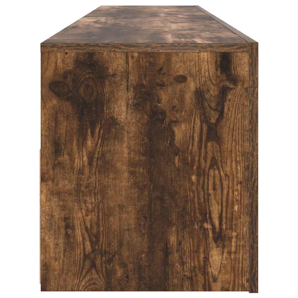 815684 vidaXL TV Cabinet with LED Lights Smoked Oak 120x35x40 cm