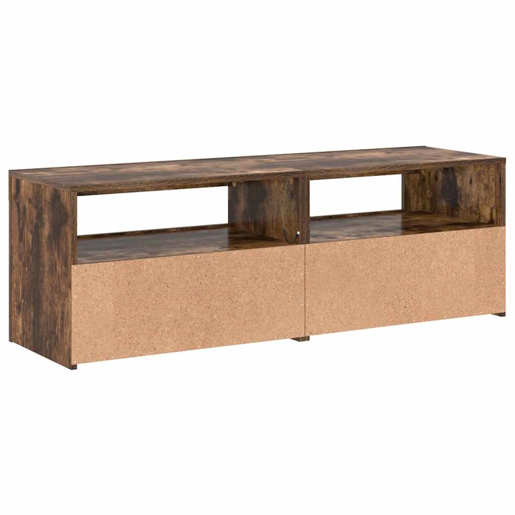 815684 vidaXL TV Cabinet with LED Lights Smoked Oak 120x35x40 cm