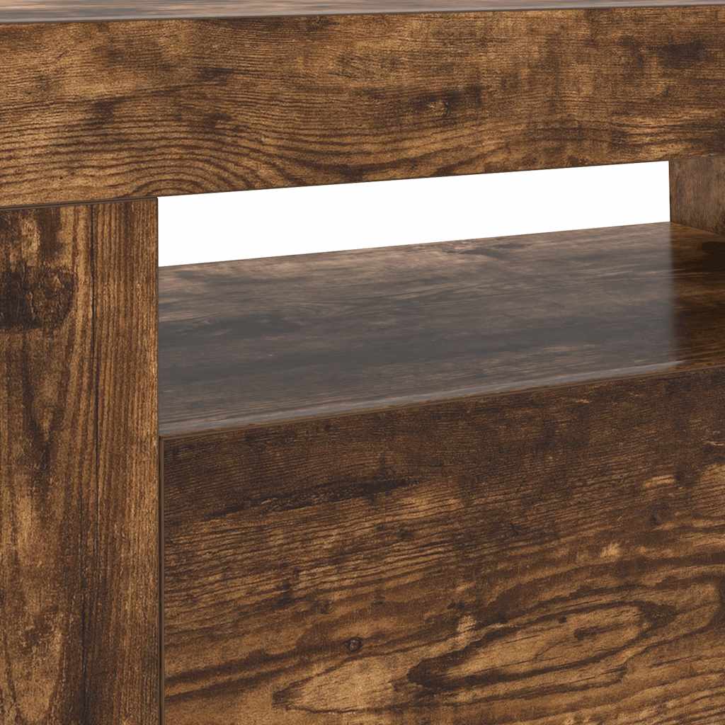 TV Cabinet with LED Lights Smoked Oak 120x35x40 cm