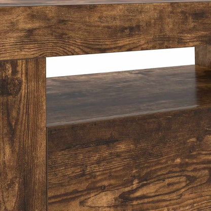 815684 vidaXL TV Cabinet with LED Lights Smoked Oak 120x35x40 cm