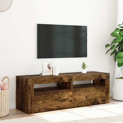 815684 vidaXL TV Cabinet with LED Lights Smoked Oak 120x35x40 cm