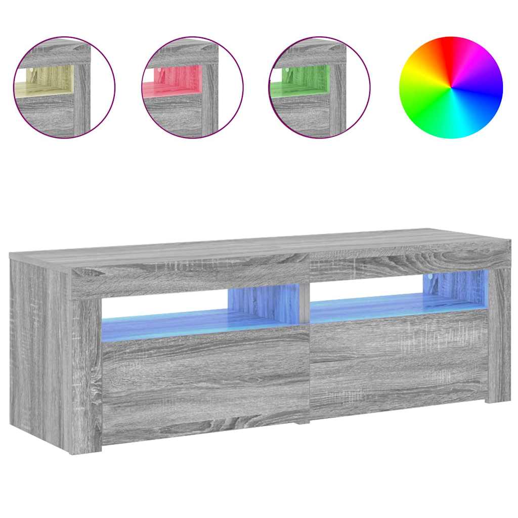 TV Cabinet with LED Lights Grey Sonoma 120x35x40 cm