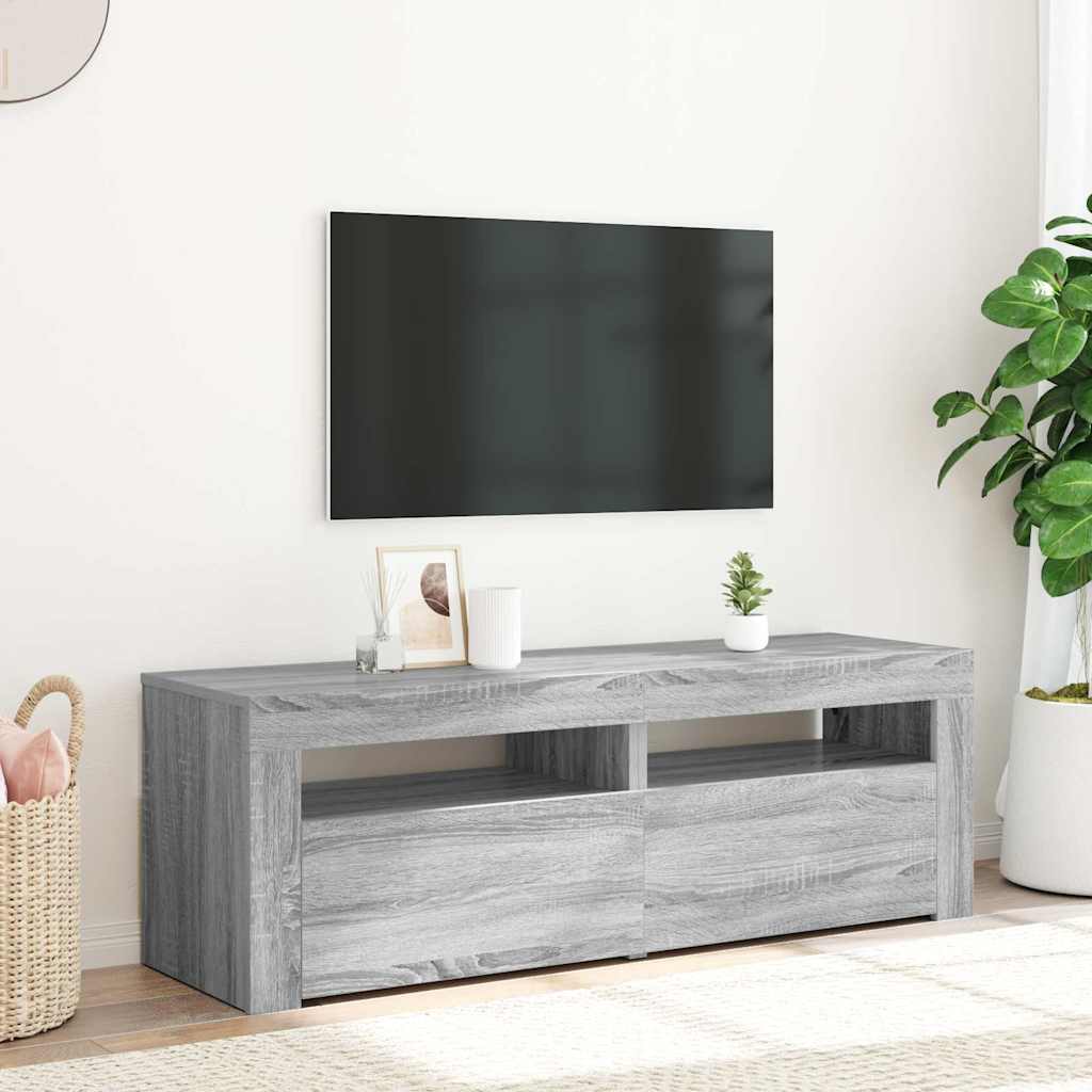 TV Cabinet with LED Lights Grey Sonoma 120x35x40 cm