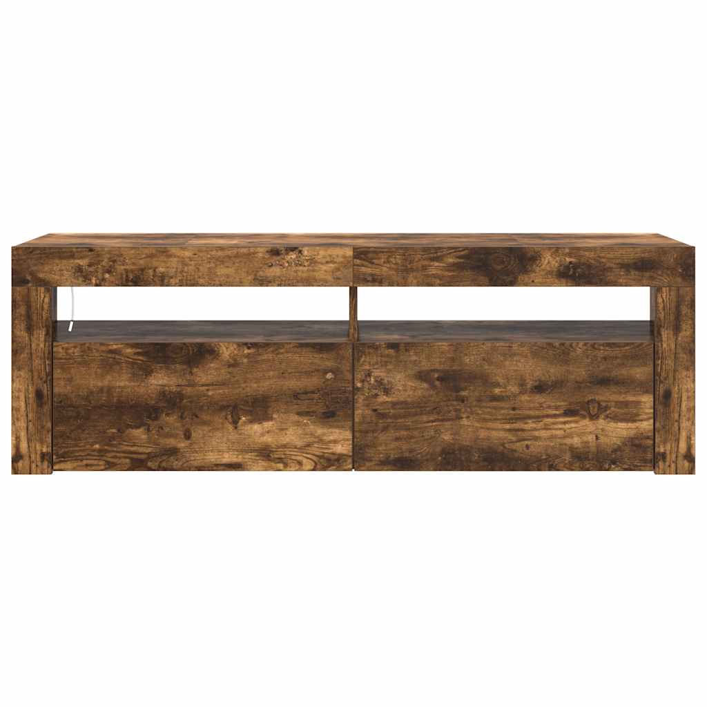 TV Cabinet with LED Lights Smoked Oak 120x35x40 cm