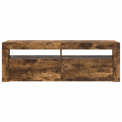 TV Cabinet with LED Lights Smoked Oak 120x35x40 cm