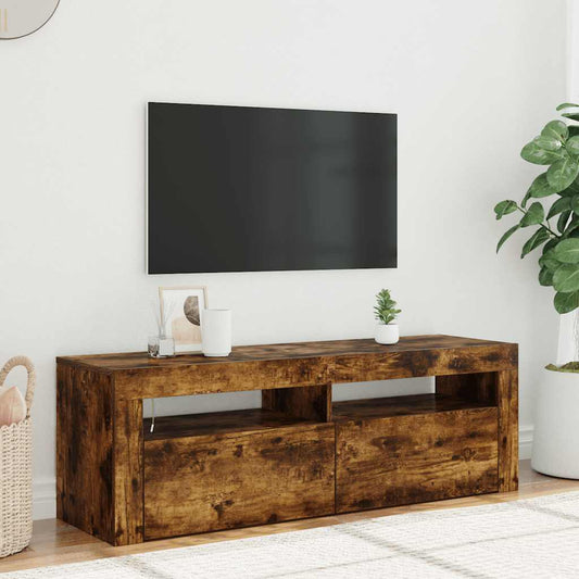 TV Cabinet with LED Lights Smoked Oak 120x35x40 cm