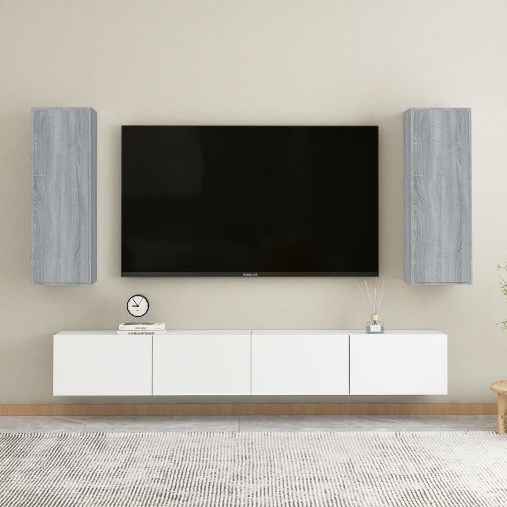TV Cabinets 2 pcs Grey Sonoma 30.5x30x90 cm Engineered Wood