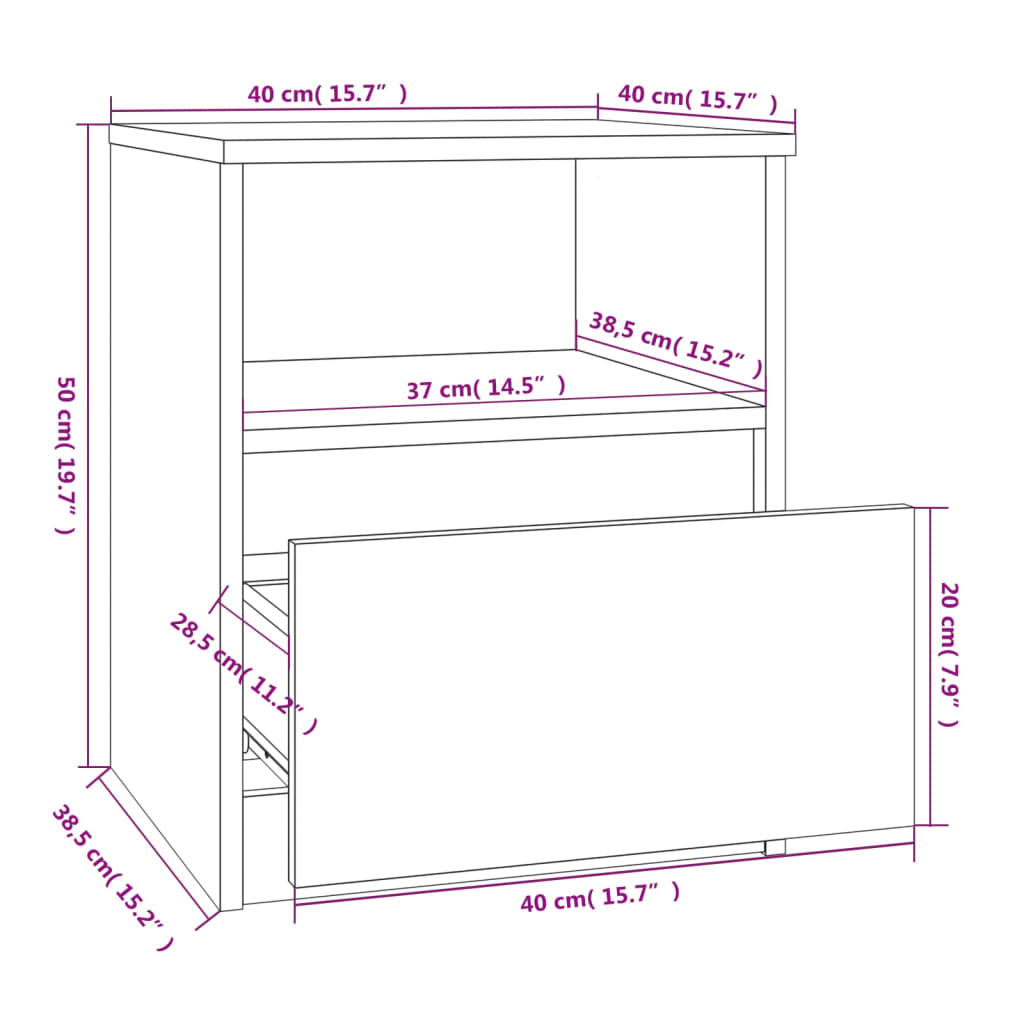 Bedside Cabinets 2 pcs Smoked Oak 40x40x50 cm Engineered Wood