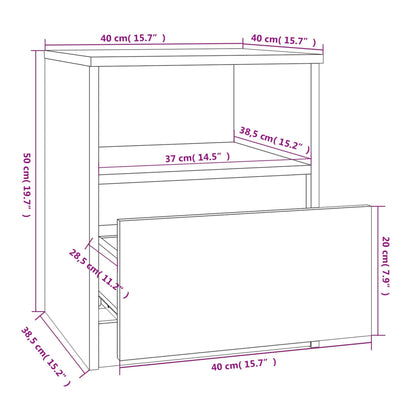 Bedside Cabinets 2 pcs Smoked Oak 40x40x50 cm Engineered Wood