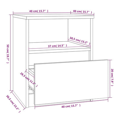 Bedside Cabinet Grey Sonoma 40x40x50 cm Engineered Wood