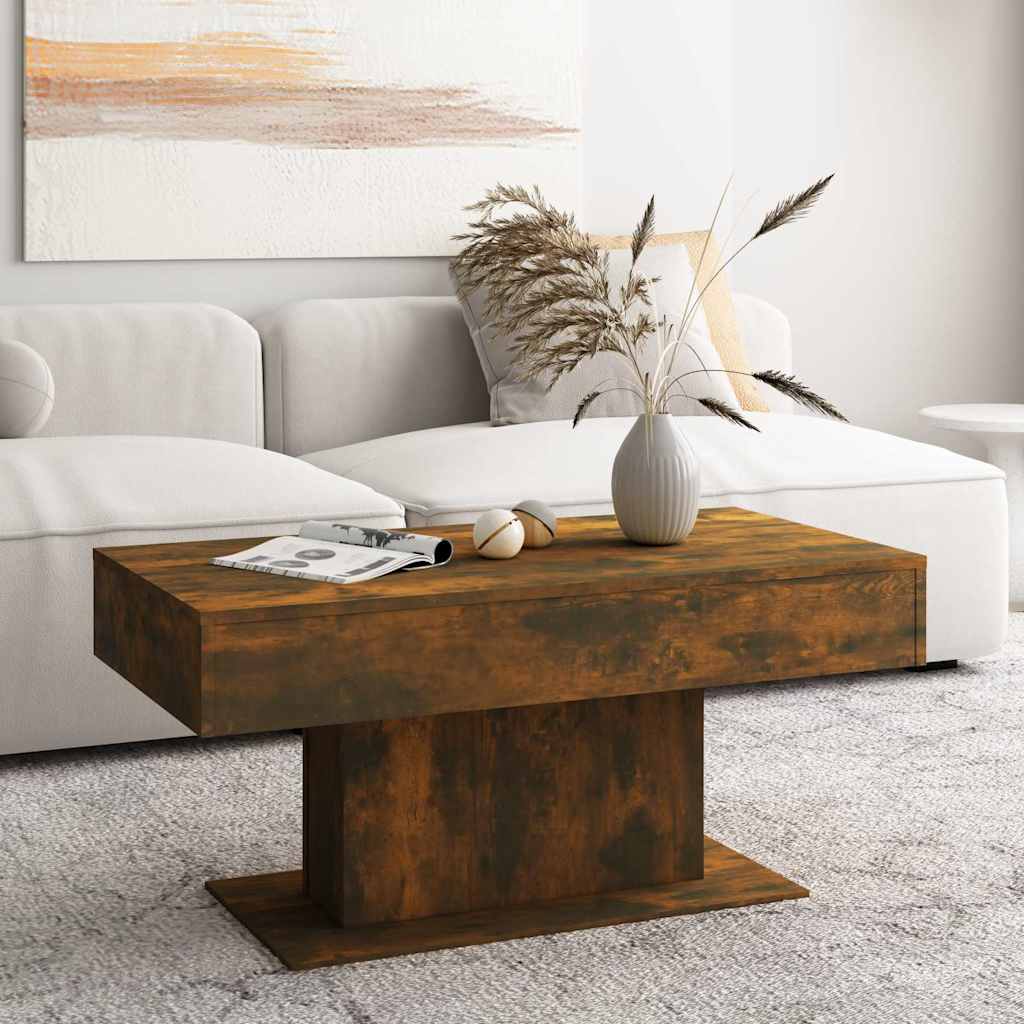 815834 vidaXL Coffee Table Smoked Oak 96x50x45 cm Engineered Wood