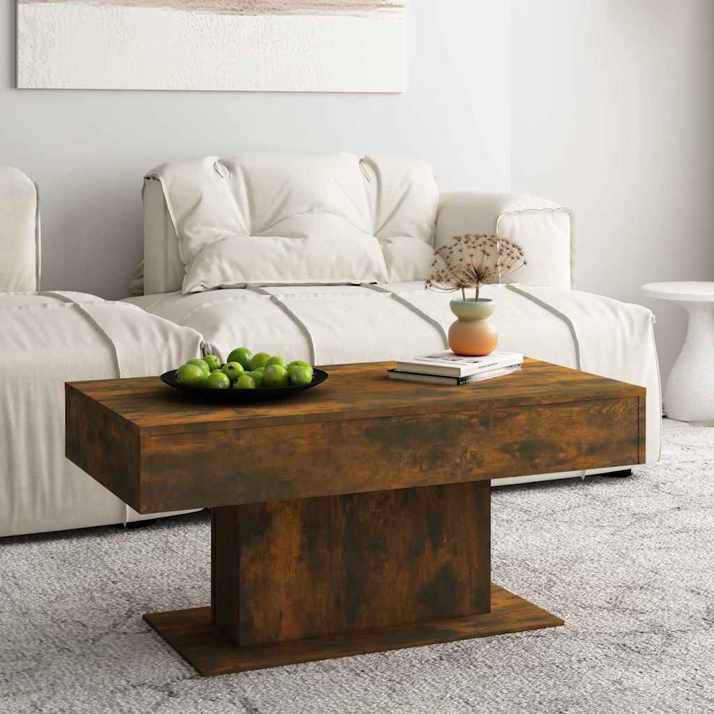 815834 vidaXL Coffee Table Smoked Oak 96x50x45 cm Engineered Wood